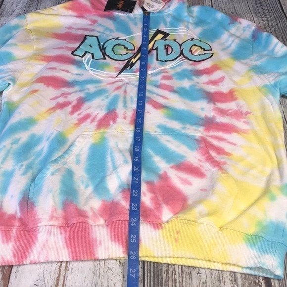 AC/DC  Multi-Color Tie Dye Long Sleeve Hoodie Sz L - Picture 7 of 10